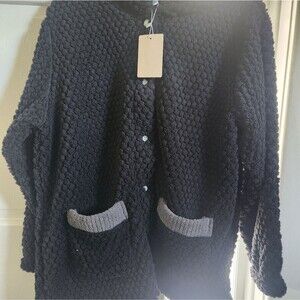 Women's Heartnice, black, poocorn knit maferiak pajama set